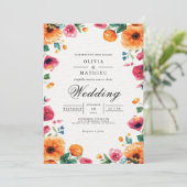 Lebhafte Blumenzarge Einladung (Stehend Vorderseite)