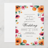 Lebhafte Blumenzarge Einladung (Vorne/Hinten)
