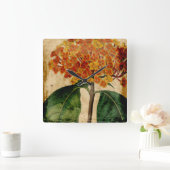 Lebhafte Blüte I Quadratische Wanduhr (Zuhause)