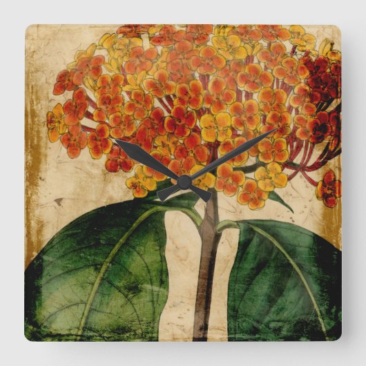 Lebhafte Blüte I Quadratische Wanduhr (Vorderseite)