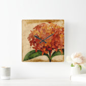 Lebhafte Blüte III Quadratische Wanduhr (Zuhause)