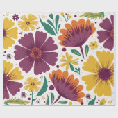 Lebhafte Blüte mit Lila und gelben Blüten Geschenkpapier (Flach)