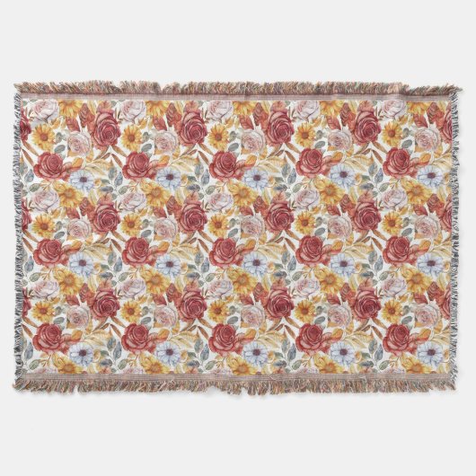 Lebhafte Blüte mit Rose und Sonnenblumen Decke (Vorderseite)