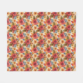 Lebhafte Blüte mit Sonnenblumen und Blätter Fleecedecke (Vorderseite (Horizontal))