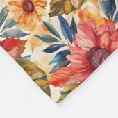 Lebhafte Blüte mit Sonnenblumen und Blätter Fleecedecke (Ecke)