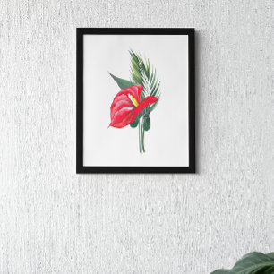 Lebhafte Blüten des roten Anthurium Bouquet Poster