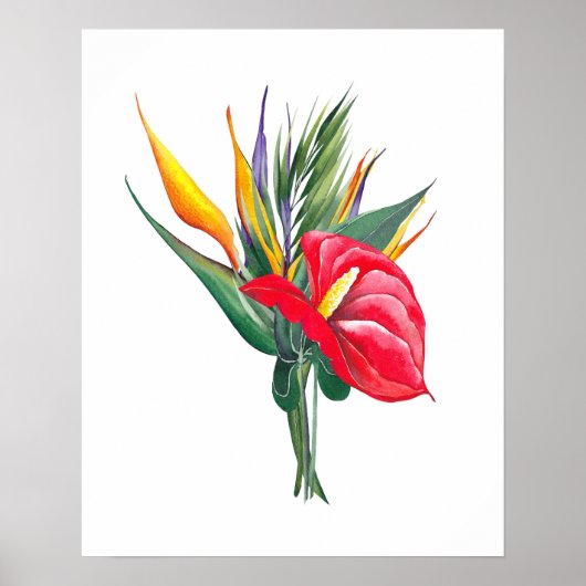 Lebhafte Blüten von roten Anthurium-Vögeln des Par Poster (Vorne)