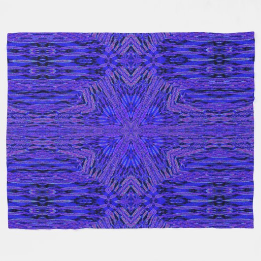 Lebhafte Bohemische blaue Narben Abstrakt gemütlic Fleecedecke (Vorderseite (Horizontal))