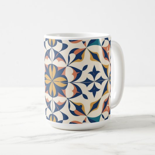 Lebhafte Bohemische Blumenmosaikkaffee-Tasse Kaffeetasse (VorderseiteRechts)