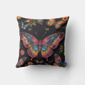 Lebhafte Bohemische Schmetterlingskunst Neon Ölgem Kissen (Rückseite)
