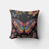 Lebhafte Bohemische Schmetterlingskunst Neon Ölgem Kissen (Vorderseite)