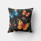 Lebhafte Bohemische Schmetterlingskunst Neon Ölgem Kissen (Rückseite)
