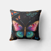 Lebhafte Bohemische Schmetterlingskunst Neon Ölgem Kissen (Rückseite)