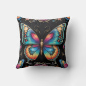 Lebhafte Bohemische Schmetterlingskunst Neon Ölgem Kissen (Rückseite)