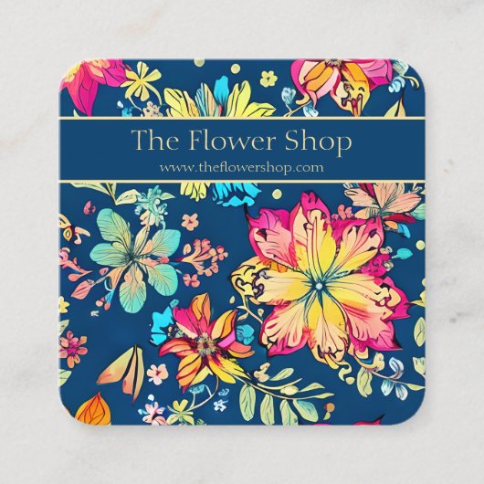 Lebhafte Boho Bohemische Blume Quadratische Visitenkarte (Vorderseite)