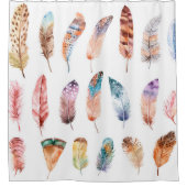 Lebhafte Boho Feathers: Aquarellbilder Duschvorhang (Vorderseite)