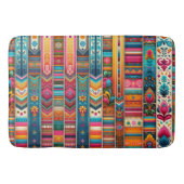 Lebhafte Boho Streifen: eklektische Textilkunst Badematte (Vorderseite)