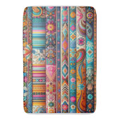 Lebhafte Boho Streifen: eklektische Textilkunst Badematte (Vorderseite Vertikal)