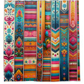Lebhafte Boho Streifen: eklektische Textilkunst Duschvorhang (Vorderseite)