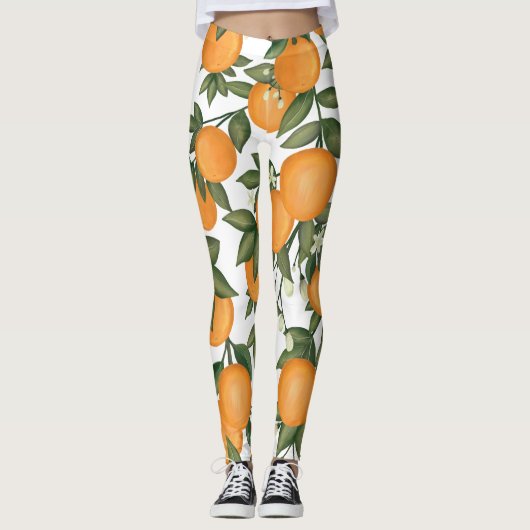 Lebhafte botanische Orangenzitruszitruszwiebel Leggings (Vorderseite)