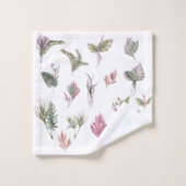 Lebhafte botanische Wasserfarbe Badhandtuch Set (Waschlappen)