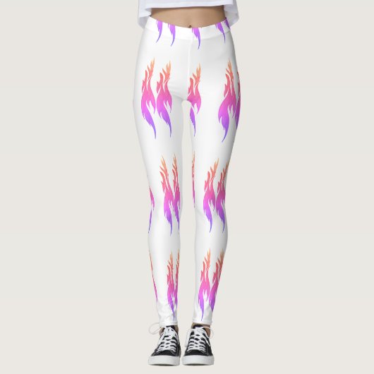 Lebhafte Brandflamme Rosa farbige Girls Leggings (Vorderseite)