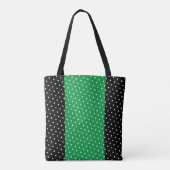 Lebhafte, breite, vertikale, grüne Streifen-Punkte Tasche (Rückseite)