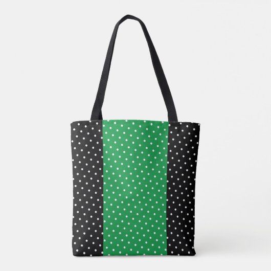 Lebhafte, breite, vertikale, grüne Streifen-Punkte Tasche (Rückseite)