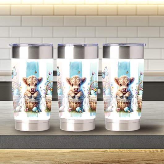 Lebhafte Brushstroke Osterhochland Kuh 20oz Thermobecher