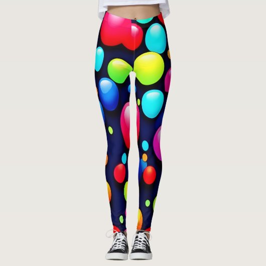 Lebhafte Bubble Pop Art Leggings (Vorderseite)