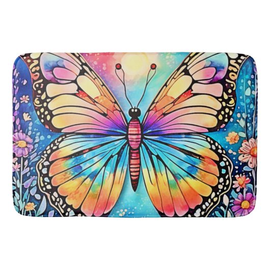 Lebhafte Butterfly Art Badematte (Vorderseite)