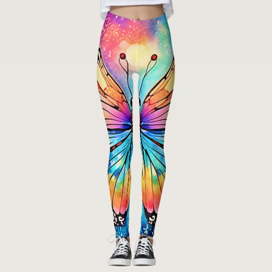 Lebhafte Butterfly Art Leggings (Vorderseite)
