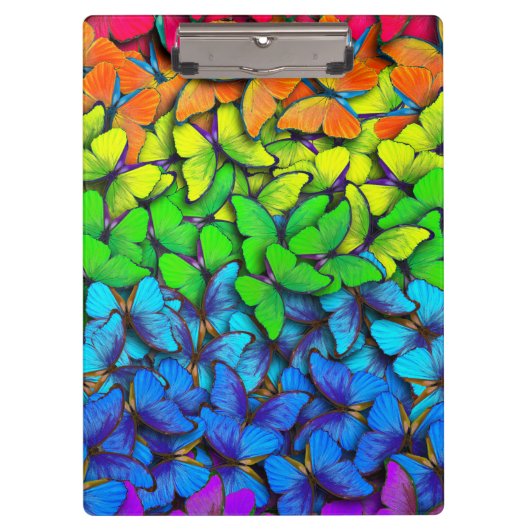 Lebhafte Butterfly-Regenbogenblume Clipboard | Str Klemmbrett (Vorderseite)