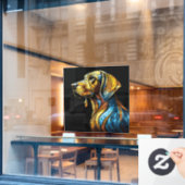 Lebhafte Canine Reverie - Kunstgeflecht aus festem Fensteraufkleber (Café-Fenster)