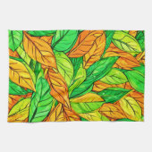 Lebhafte Cartoon-Blätter: Orange & Green Geschirrtuch (Horizontal)