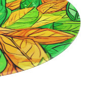 Lebhafte Cartoon-Blätter: Orange & Green Schneidebrett (Ecke)