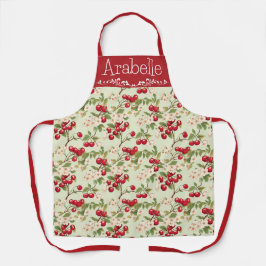 Lebhafte Cherry Print-Schürze auf Cream Schürze