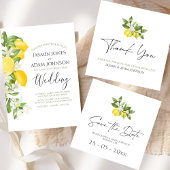 Lebhafte Citrus Lemon Greenerity Wedding Einladung
