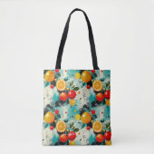 Lebhafte Citrus- und Apple Themed Tote Bag-Initial Tasche (Vorderseite)