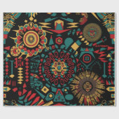 Lebhafte Cyan "Heritage Inspiriert Patterns" Gesch Geschenkpapier (Flach)