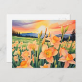 Lebhafte Daffodil Meadow Postkarte (Vorne/Hinten)