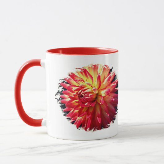 Lebhafte Dahlia-Blume Personalisiert Tasse (Links)