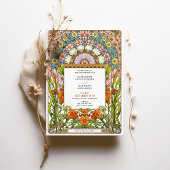 Lebhafte Daisy & Orange Blossom Jugendstil-Hochzei Einladung