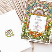 Lebhafte Daisy & Orange Blossom Jugendstil-Hochzei Einladung