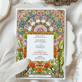Lebhafte Daisy & Orange Blossom Jugendstil-Hochzei Einladung