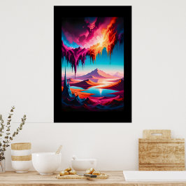 Lebhafte Desertscape mit Magenta und Blue Poster