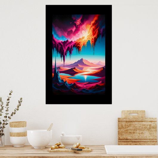 Lebhafte Desertscape mit Magenta und Blue Poster (Küche)