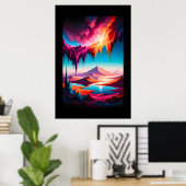 Lebhafte Desertscape mit Magenta und Blue Poster (Heimbüro)