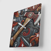 Lebhafte Designs rund um Firemans Ax Quadratische Wanduhr (Winkel)