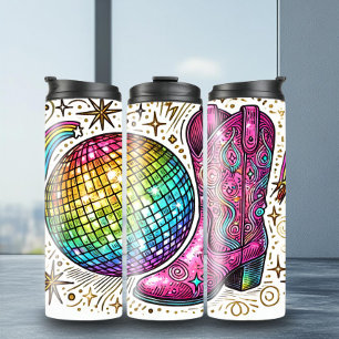 Lebhafte Disco Cowgirl Boots Tumbler Thermosbecher